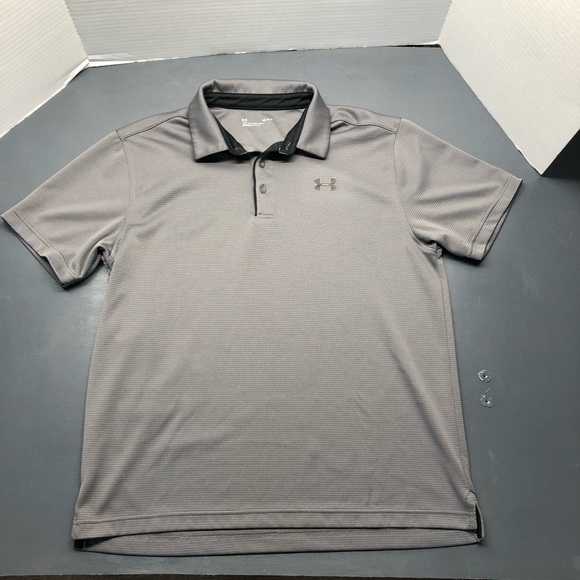 Under Armour Heat Gear Polo Men's Shirt Sz Large Golf Performance Gray - Picture 1 of 8